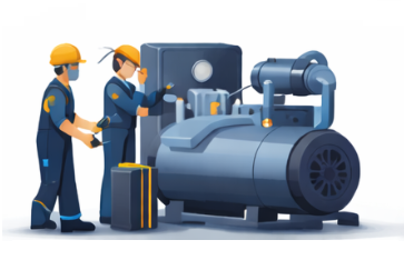 Technicians repairing the compressor